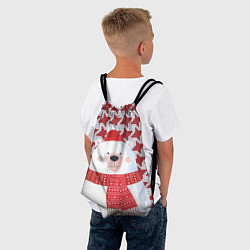 Рюкзак-мешок Белый мишка в шапочке и шарфе, цвет: 3D-принт — фото 2