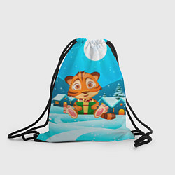 Рюкзак-мешок Новогодние подарки Тигр 2022, цвет: 3D-принт