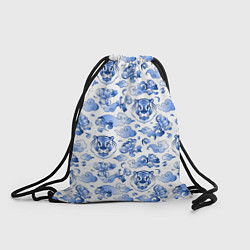 Рюкзак-мешок Гжель Тигр и узоры, цвет: 3D-принт