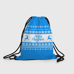 Рюкзак-мешок MERRY CHRISTMAS BLUE, цвет: 3D-принт