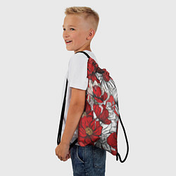 Рюкзак-мешок Цветы на алом фоне, цвет: 3D-принт — фото 2