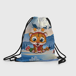Рюкзак-мешок Маленький тигренок с рожками, цвет: 3D-принт