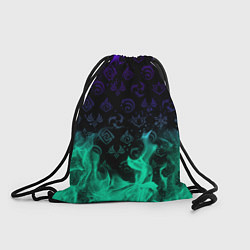Рюкзак-мешок НЕОНОВЫЙ ОГОНЬ ГЕНШИН ИМПАКТ СИМВОЛЫ, цвет: 3D-принт