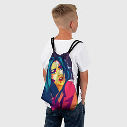 Рюкзак-мешок Модная девушка с синими волосами, цвет: 3D-принт — фото 2