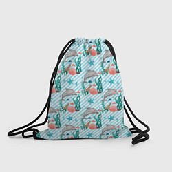 Рюкзак-мешок Дельфины Море, цвет: 3D-принт