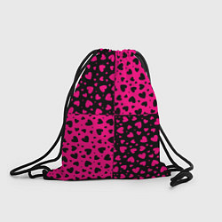 Рюкзак-мешок Черно-Розовые сердца, цвет: 3D-принт