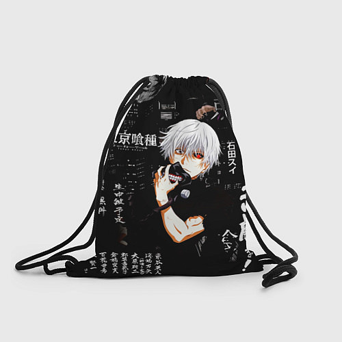 Мешок для обуви Токийский Гуль на фоне Иероглифов Tokyo Ghoul / 3D-принт – фото 1