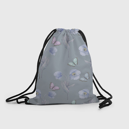 Мешок для обуви Бабочки и цветы голубого мака / 3D-принт – фото 1