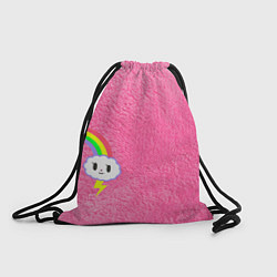 Рюкзак-мешок Облачко на розовом мехе с радугой парная, цвет: 3D-принт