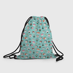 Рюкзак-мешок Кавайные суши и роллы с глазами, цвет: 3D-принт