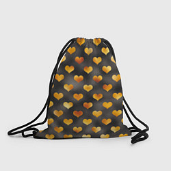 Рюкзак-мешок Сердечки Gold and Black, цвет: 3D-принт