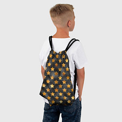 Рюкзак-мешок Золотые звезды на черном, цвет: 3D-принт — фото 2