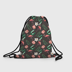 Рюкзак-мешок Фламинго и цветы паттерн, цвет: 3D-принт
