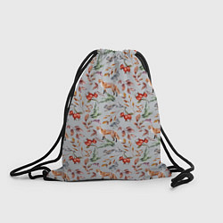 Рюкзак-мешок Лисы и лесные ягоды, цвет: 3D-принт