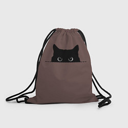 Рюкзак-мешок Черная кошка выглядывает из укрытия, цвет: 3D-принт