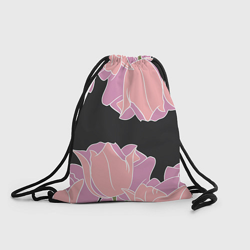 Мешок для обуви Розовые цветы-кристаллы / 3D-принт – фото 1