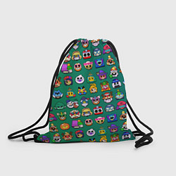 Рюкзак-мешок Значки на скины Бравл Старс Brawl Зеленый градиент, цвет: 3D-принт
