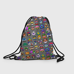 Рюкзак-мешок Значки на скины Бравл Старс Brawl Серый градиент П, цвет: 3D-принт