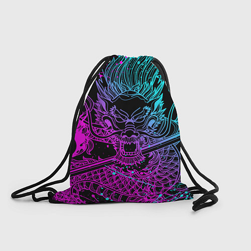 Мешок для обуви НЕОНОВЫЕ ДРАКОНЫ NEON DRAGON БРЫЗГИ КРАСОК / 3D-принт – фото 1