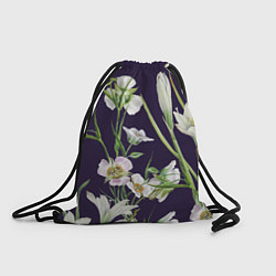 Рюкзак-мешок Цветы Белые, цвет: 3D-принт