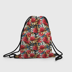Рюкзак-мешок Яркие розы на темном фоне, цвет: 3D-принт