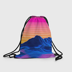 Рюкзак-мешок Vaporwave Mountains Психоделика Неон, цвет: 3D-принт