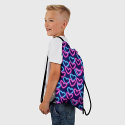 Рюкзак-мешок Неоновые сердца, паттерн, цвет: 3D-принт — фото 2