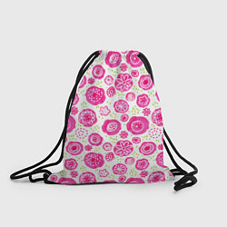 Мешок для обуви Яркие розовые цветы в дудл стиле, абстракция