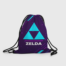 Рюкзак-мешок Символ Zelda в неоновых цветах на темном фоне, цвет: 3D-принт