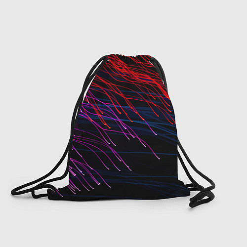 Мешок для обуви Цветные неоновые линии на чёрном фоне Colored neon / 3D-принт – фото 1