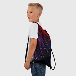 Рюкзак-мешок Цветные неоновые линии на чёрном фоне Colored neon, цвет: 3D-принт — фото 2