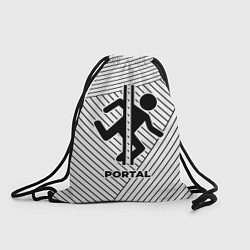 Рюкзак-мешок Символ Portal на светлом фоне с полосами, цвет: 3D-принт