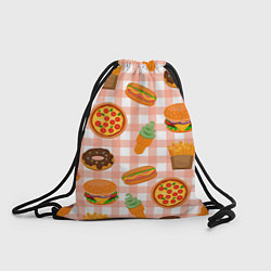 Рюкзак-мешок PIZZA DONUT BURGER FRIES ICE CREAM pattern, цвет: 3D-принт