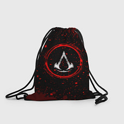 Мешок для обуви Символ Assassins Creed и краска вокруг на темном ф