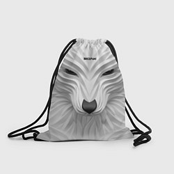 Рюкзак-мешок Волк белый - с надписью, цвет: 3D-принт