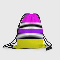 Рюкзак-мешок Яркие неоновые полосы в сочетании с черно-белыми п, цвет: 3D-принт