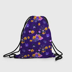 Рюкзак-мешок Цветы Разноцветные Ирисы На Синем Фоне, цвет: 3D-принт