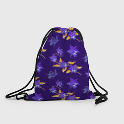 Рюкзак-мешок Цветы Фиолетовые Ирисы На Синем Фоне, цвет: 3D-принт