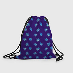 Рюкзак-мешок Цветы Фиолето-Белые Гибискус На Синем Фоне, цвет: 3D-принт