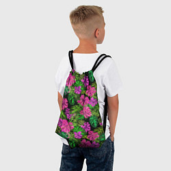Рюкзак-мешок Тропические листья и цветы на черном фоне, цвет: 3D-принт — фото 2