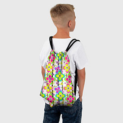 Рюкзак-мешок Цветочный ретро узор в неоновых тонах, цвет: 3D-принт — фото 2