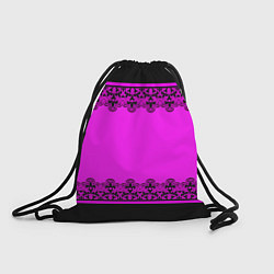Рюкзак-мешок Черное кружево на неоновом розовом фоне, цвет: 3D-принт