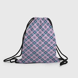 Рюкзак-мешок Розово-серый клетчатый узор в косую клетку, цвет: 3D-принт