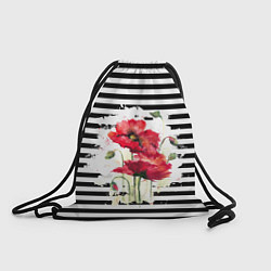 Рюкзак-мешок Red poppies Акварельные цветы, цвет: 3D-принт