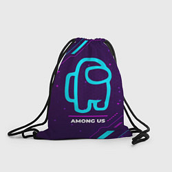 Рюкзак-мешок Символ Among Us в неоновых цветах на темном фоне, цвет: 3D-принт