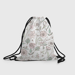 Рюкзак-мешок Цветы Астры и Розы На Светлом Фоне, цвет: 3D-принт