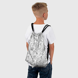 Рюкзак-мешок Цветочки черные на белом, цвет: 3D-принт — фото 2