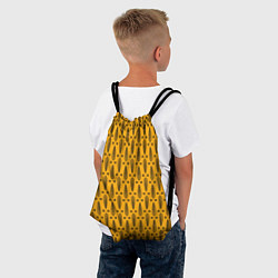Рюкзак-мешок Черно-желтый современный узор Листья, цвет: 3D-принт — фото 2