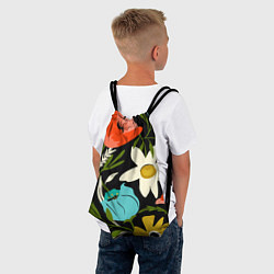 Рюкзак-мешок Яркие цветы на фоне тёмной летней ночи, цвет: 3D-принт — фото 2