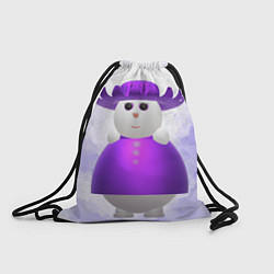 Рюкзак-мешок Снеговик в фиолетовой шляпе, цвет: 3D-принт